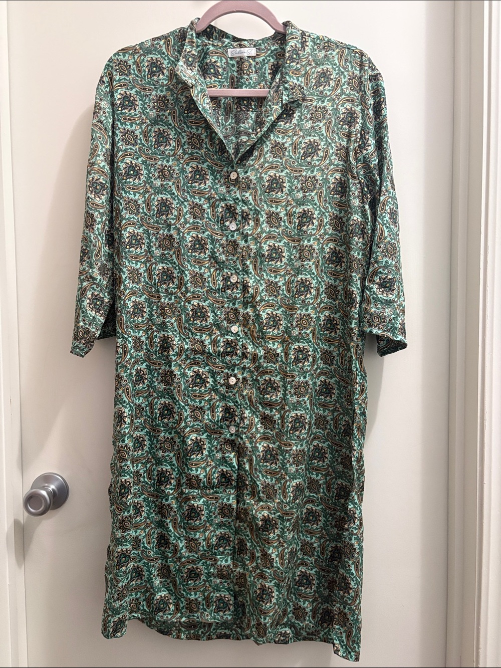 Salinas Green Paisley Short-Sleeve Button-Down Shirt